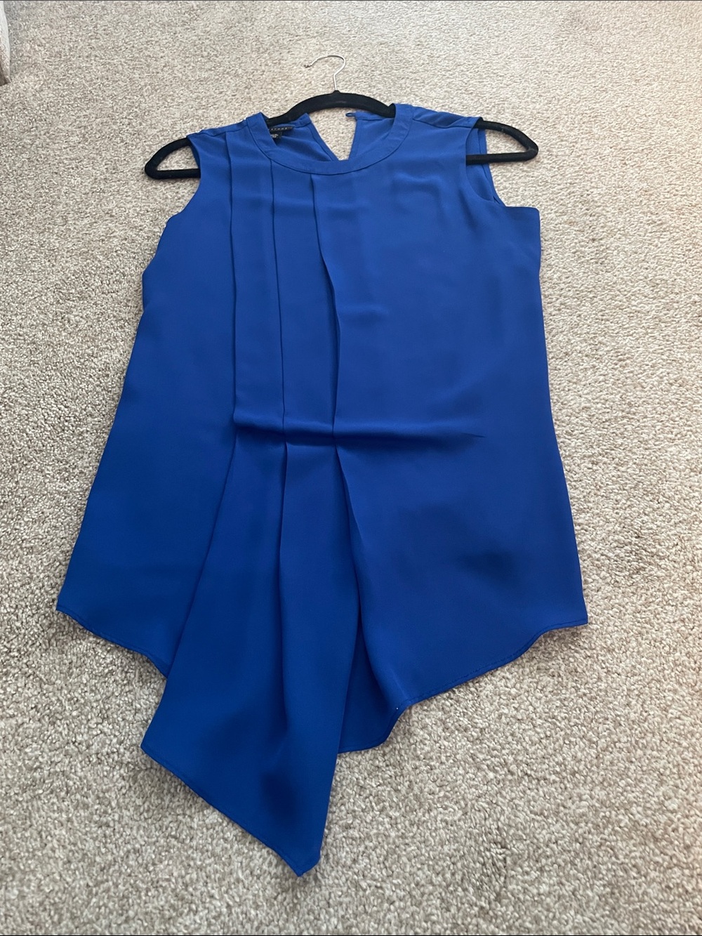 Metaphor Sleeveless Cobalt Asymmetrical Pleated Top